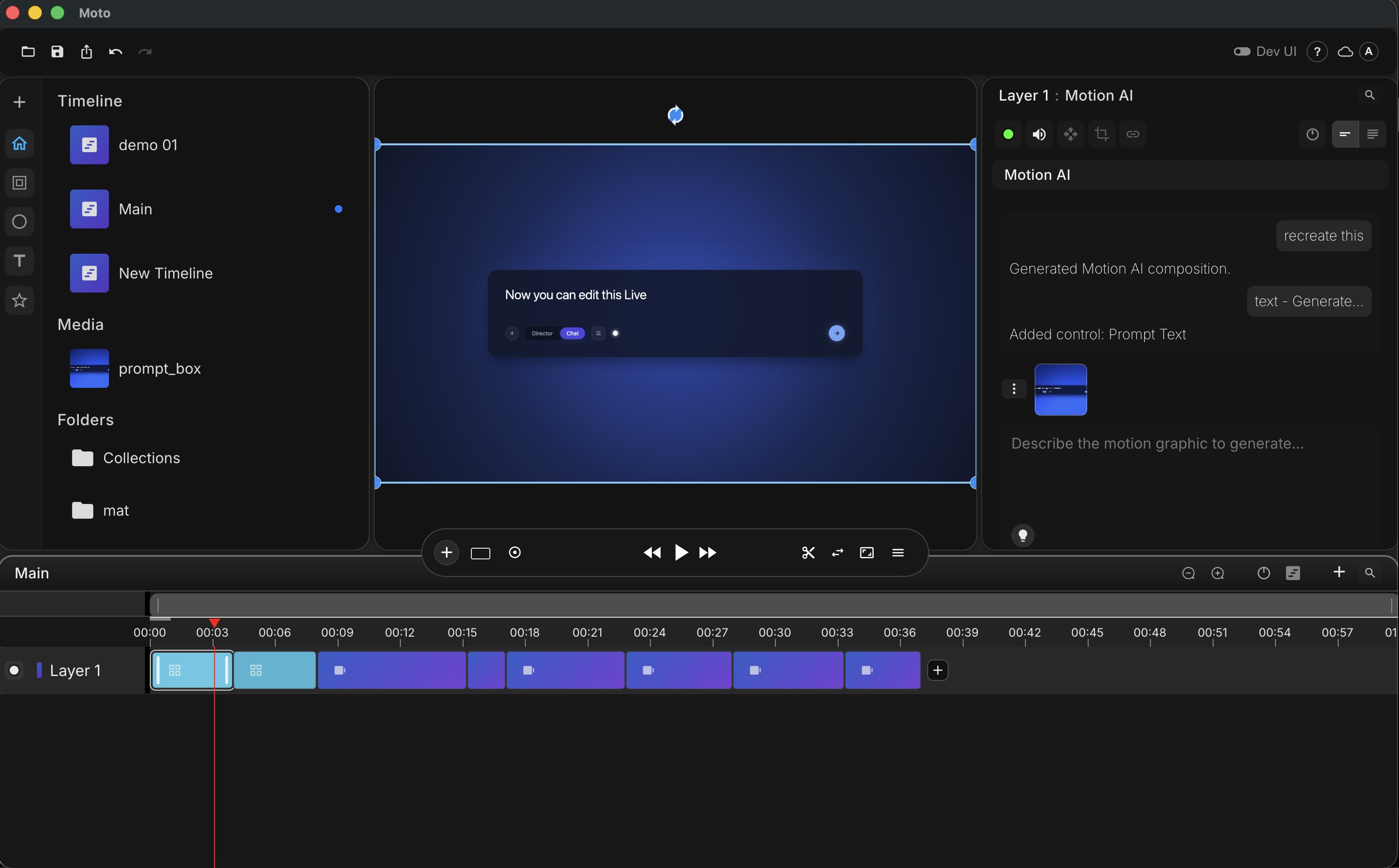 Moto Motion AI workflow.