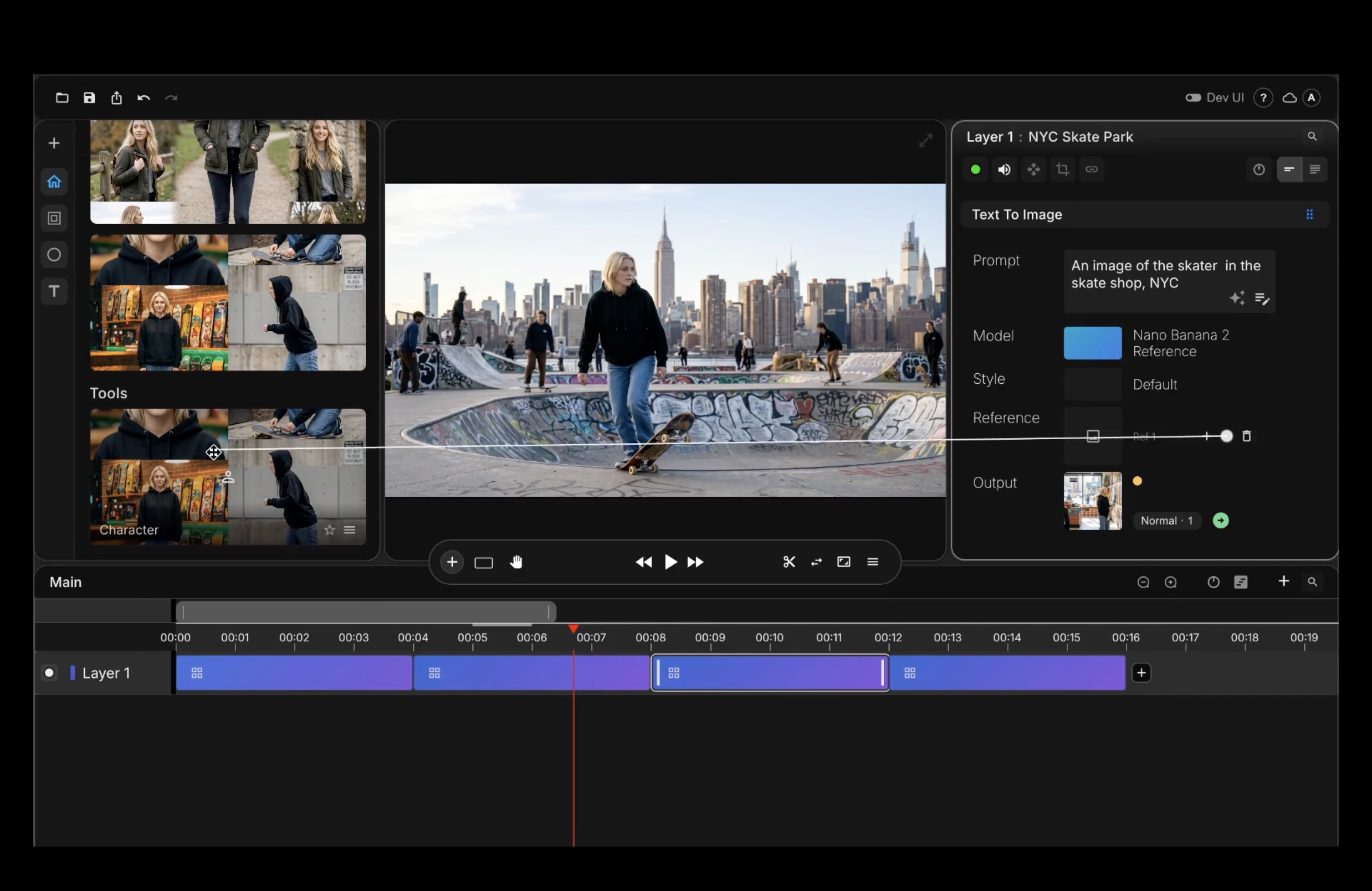 Moto editor reference view.